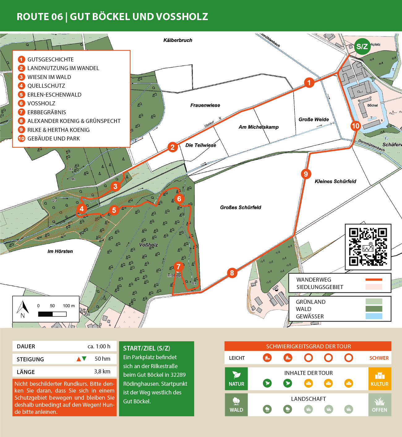 Karte der Wanderroute Gut B&ouml;ckel und Vo&szlig;holz