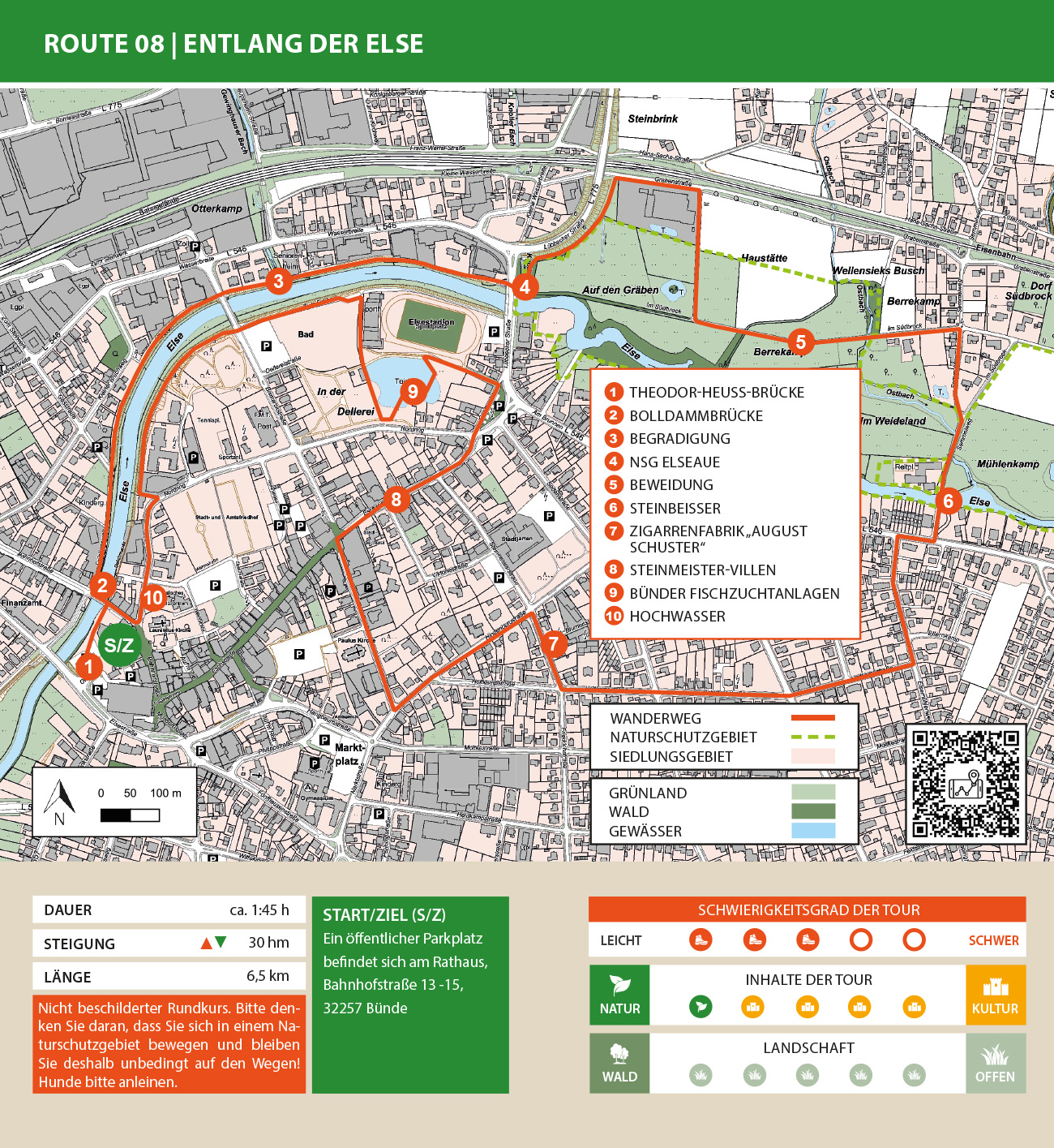 Karte der Wanderroute Spenger R&ouml;tekuhlen
