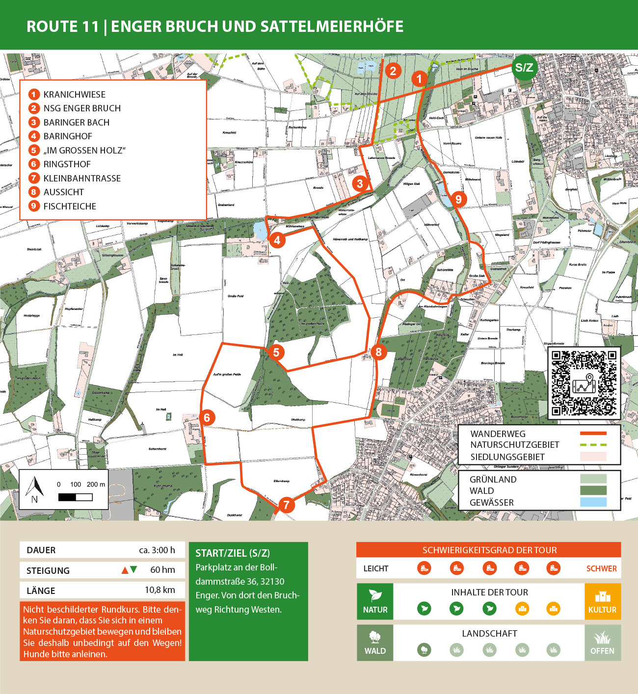 Karte der Wanderroute Enger Bruch und Sattelmeierh&ouml;fe