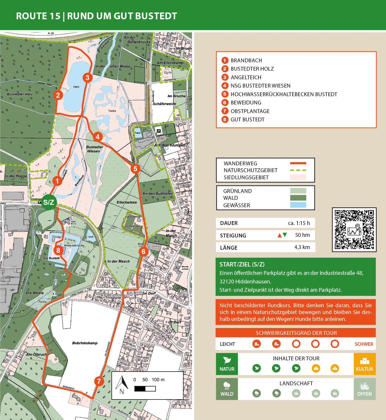 Karte der Wanderroute Enger Bruch und Sattelmeierh&ouml;fe