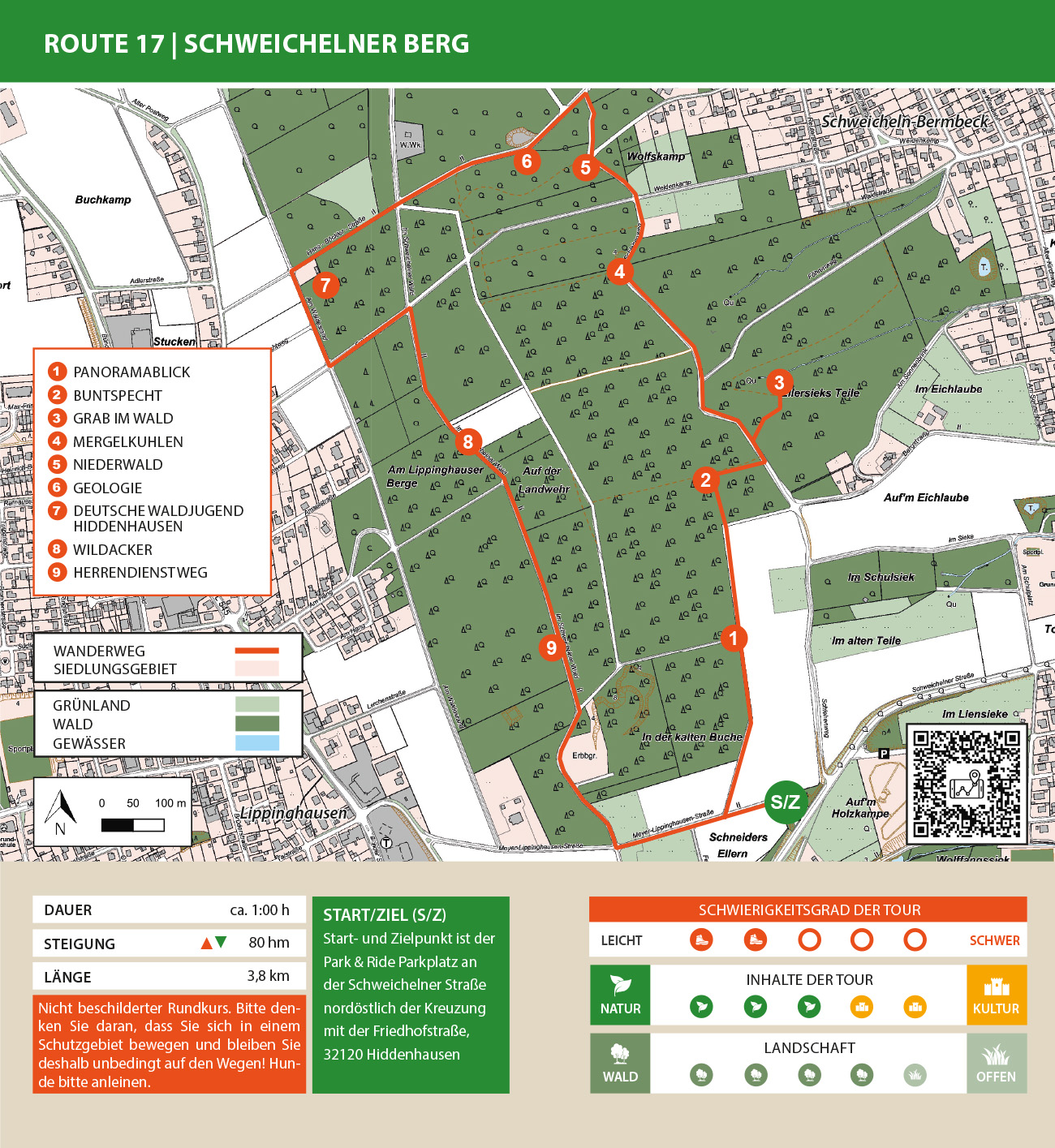Karte der Wanderroute Spenger R&ouml;tekuhlen