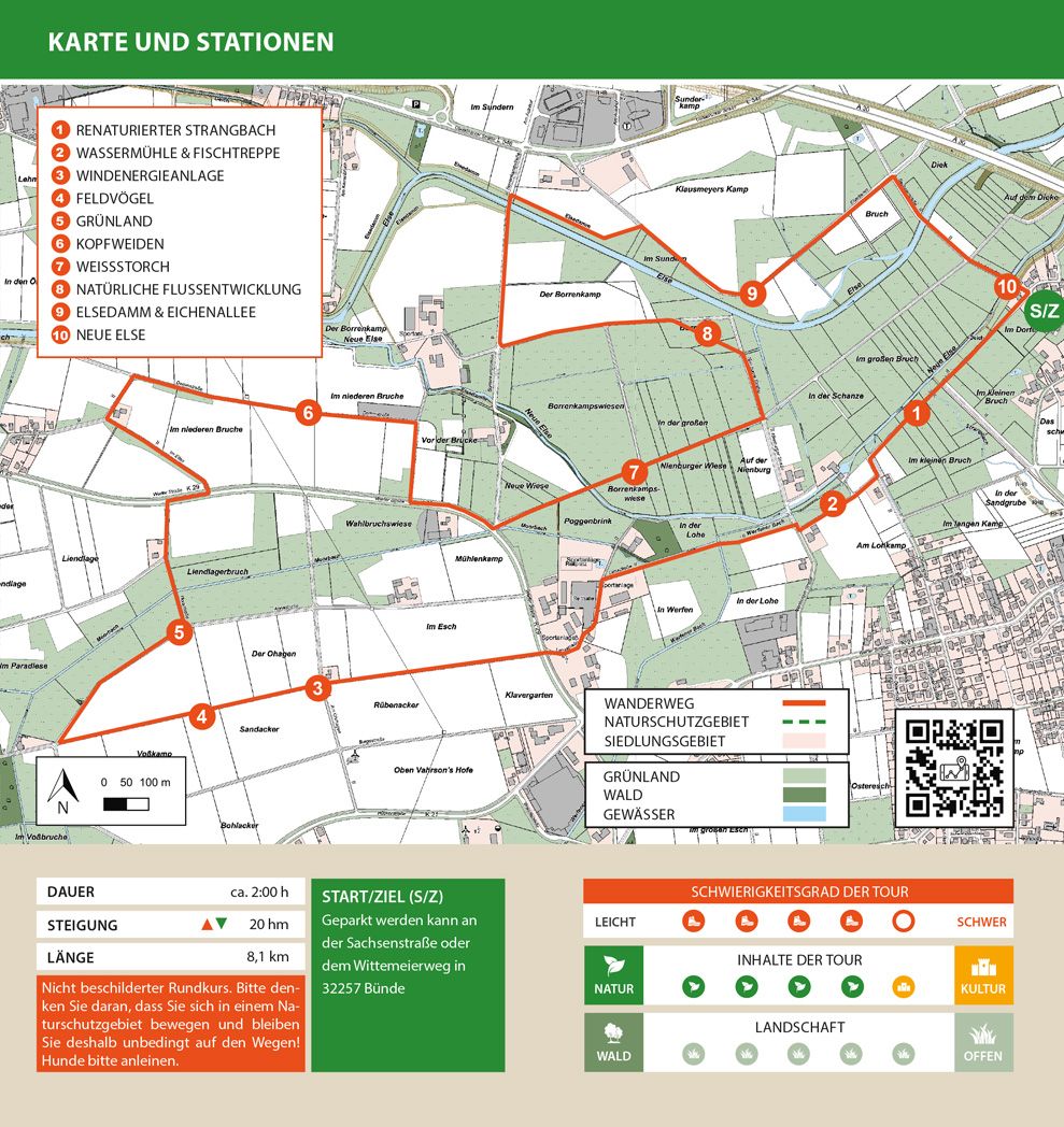 Karte der Wanderroute Spenger Rötekuhlen