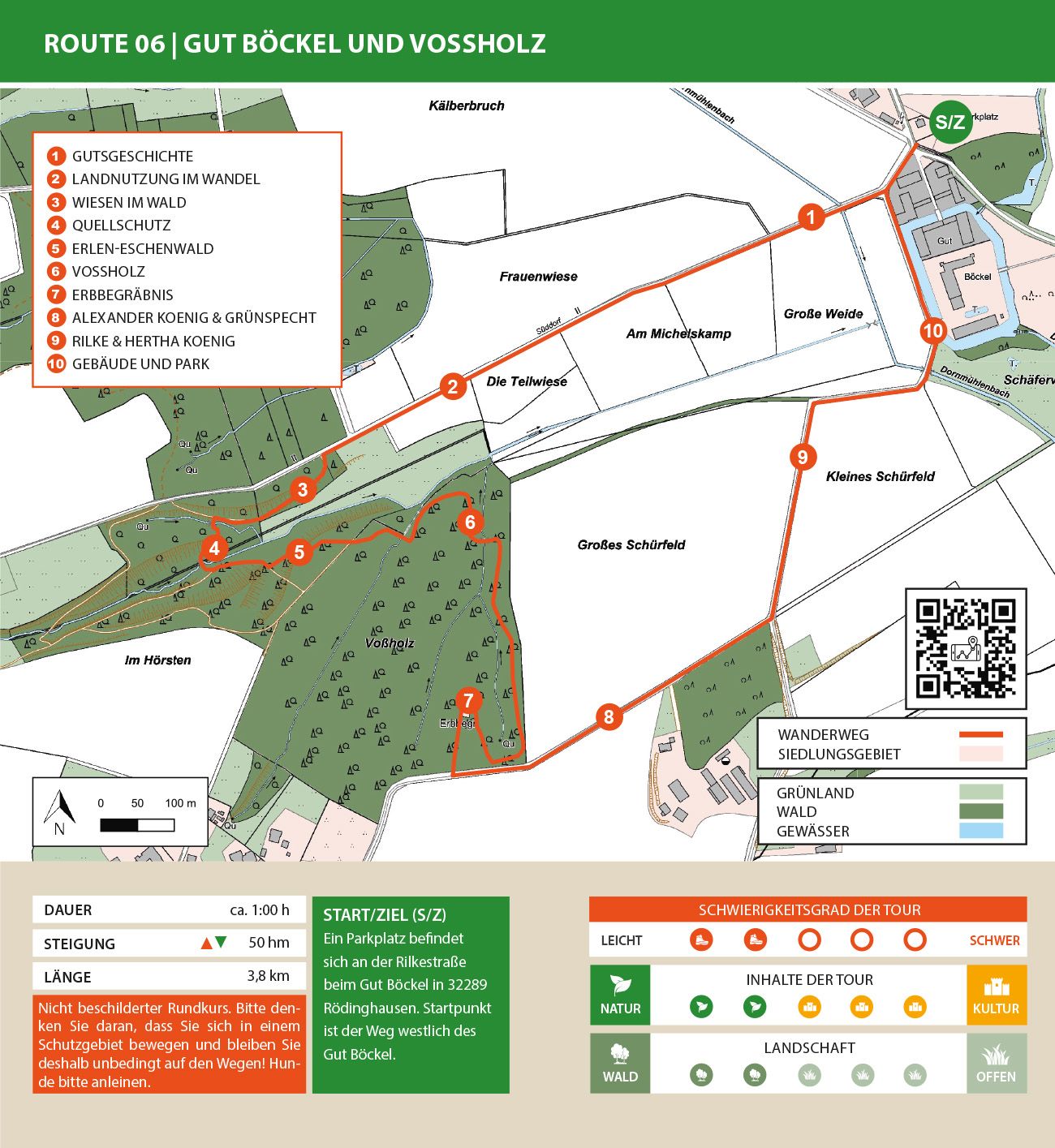 Karte der Wanderroute Gut Böckel und Voßholz