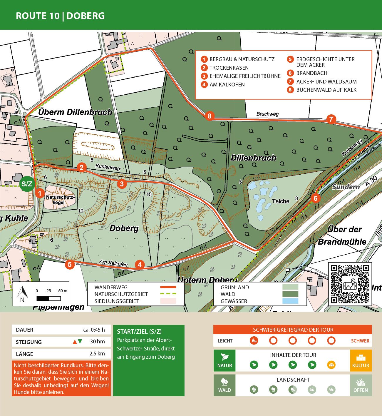 Karte der Wanderroute Enger Bruch und Sattelmeierhöfe