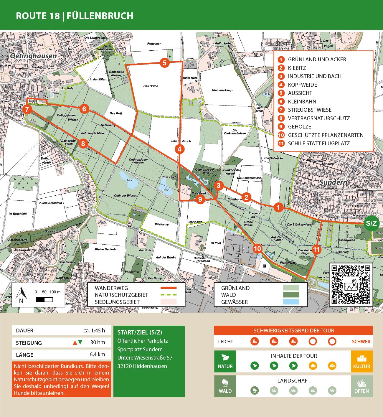 Karte der Wanderroute Füllenbruch