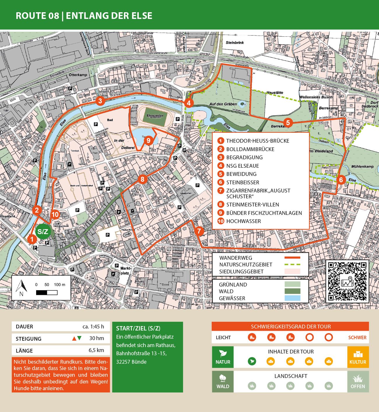 Karte der Wanderroute Spenger Rötekuhlen